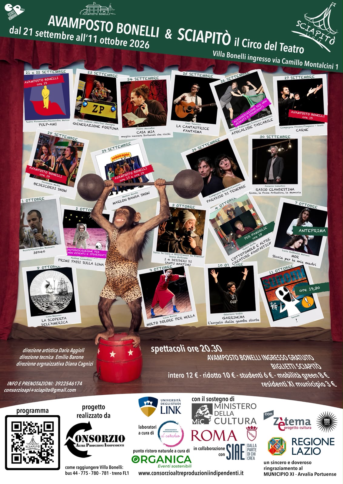 Festival di teatro “Sciapitò” dal 21 settembre al 11 ottobre 2026: punto ristoro di Organica
